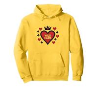 Wild Card Queen of Hearts Poker Casino Gambler Royal Pullover Hoodie, Adult Unisex, Lemon, XXL