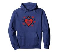 Wild Card Queen of Hearts Poker Casino Gambler Royal Pullover Hoodie, Adult Unisex, Navy, XXL