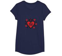 Wild Card Queen of Hearts Poker Casino Gambler Royal T-Shirt, Girls, Navy, Medium