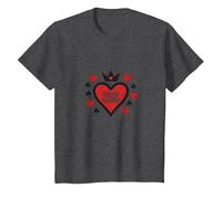 Wild Card Queen of Hearts Poker Casino Gambler Royal T-Shirt, Kids, Dark Heather Grey, 2 Years