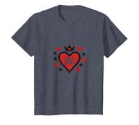 Wild Card Queen of Hearts Poker Casino Gambler Royal T-Shirt, Kids, Heather Blue, 6 Years