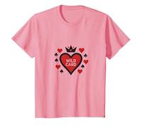 Wild Card Queen of Hearts Poker Casino Gambler Royal T-Shirt, Kids, Pink, 10 Years