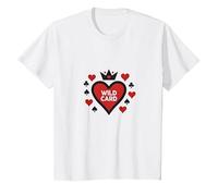 Wild Card Queen of Hearts Poker Casino Gambler Royal T-Shirt, Kids, White, 2 Years