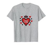 Wild Card Queen of Hearts Poker Casino Gambler Royal T-Shirt, Men, Heather Grey, XL