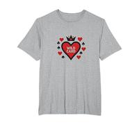 Wild Card Queen of Hearts Poker Casino Gambler Royal T-Shirt, Men's Big and Tall, Heather Grey, 2X Tall