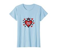 Wild Card Queen of Hearts Poker Casino Gambler Royal T-Shirt, Women, Baby Blue, XS