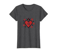 Wild Card Queen of Hearts Poker Casino Gambler Royal T-Shirt, Women, Dark Heather Grey, S