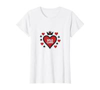 Wild Card Queen of Hearts Poker Casino Gambler Royal T-Shirt, Women, White, XXL