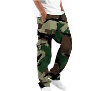 Wild Cargo Casual Pants for Mens Fall Summer Loose Fit Camo Ruched Paperbag Army Fatigue Straight Leg Elastic Waist Long Leg Pants Mens 2025 Clothing Fashion XXL
