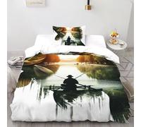 Wild Carp Fishing Quilt Cover Art Animal Comforter Cover 2 Pieces Ultra Soft Microfiber for Kids Boys Girls Teens with Zipper Closure Single（135x200cm）