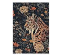 Wild Cat Flowers 1000 Pieces Mini Jigsaw Puzzle for Adults | 52x38cm Cardboard Home Decor Smooth Surface Birthday Gift Mind Relaxation