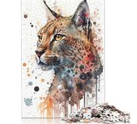 Wild Cat Watercolor Puzzle 500 Piece Adult Jigsaw Puzzle Puzzle Adult Jigsaw Puzzle Educational Game Challenge Toy 500pcs (52x38cm)