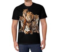 Wild Cats Animals of The World Gym T Shirts Men Mesh Short Sleeve Shirt Crew Neck Summer Casual Workout Tops