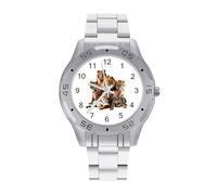 Wild Cats Animals of The World Quartz Wrist Watch Stainless Steel Watches for Men Women Easy to Read