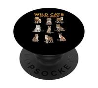Wild Cats of the World Cute Wildcats Lion, Tiger, Puma, Lynx PopSockets Adhesive PopGrip