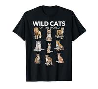 Wild Cats of The World Educational Animal Big Cat Types T-Shirt