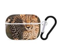 Wild Cheetah Earbuds Organizer Shockproof Protective Airpods Pro Cover with Carabiner Clip Anti Fall Carrying Earphone Case Cover for Airpods Pro 2nd Generation White