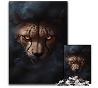 Wild Cheetah Halloween JigsawPuzzle 1000 Pieces for Adults Wooden Puzzles Family Interactive Game Craft Gift with Colorful Artwork 1000 PCS(75x50cm)
