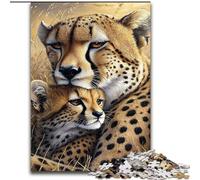 Wild Cheetah Jigsaw Puzzles for Adults, Challenging Game Toys Every Piece Is Unique - Challenging Family Fun Game (50x75cm)