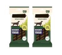 Wild Chew Rich in Venison Dog Treat Chews Small 150g x Pack of 2 - Long-lasting, Rawhide Free Chew With a Venison-rich Layer - No Added Wheat, Sugar, Colours, Flavours or Preservatives