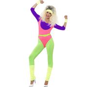 Wild Child Madonna Adult Ladies 1980s Fancy Dress Costume 80s Aerobics Outfit