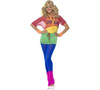 Wild Child Madonna Adult Ladies 1980s Fancy Dress Costume 80s Aerobics Outfit