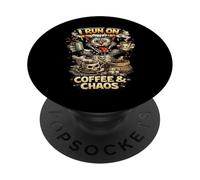 Wild Comic Cat, Crazy Cartoon Cat PopSockets Adhesive PopGrip