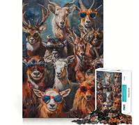 Wild Cool Animals Painting Jigsaw for Adults 1000 Pieces Think Skill Game High Precision Die Cut Entertaining Challenge for Spare Time (38x52cm)