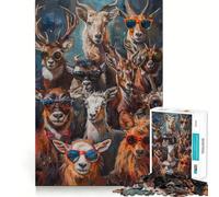 Wild Cool Animals Painting Jigsaw Puzzles1000 Pieces Cognitive Boost Fun Burr Free Clean Cut Pieces Holiday Indoor Entertainment Toy (50x75cm)