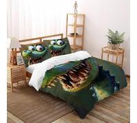 Wild Crocodile Duvet Cover Sets 3D Printed Wild Animals Teens Three-piece Set UltraSoft Microfiber Includes 2 Pillowcases Invisible Zipper King(220x240cm)