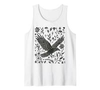 Wild Crow Linocut Nature Lino Print Folklore Art Forestcore Tank Top