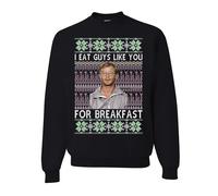 wild custom apparel I Eat Guys Like You For Breakfast Ugly Christmas Crewneck Sweatshirt, Black, M