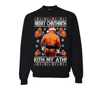 wild custom apparel Mike Tyson Merry Chrithmith Kith My Ath Funny Ugly Christmas Sweater Crewneck Sweatshirt, Black, Large