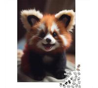 Wild Cute Baby Red Panda 1000-Piece Puzzle for Adults, 52x38cm/1000pcs, to Return to Whenever Time Permits; Clean White Card Pieces for Sorting