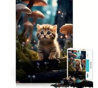Wild Cute Kitty Jigsaw Puzzles1000 Pieces Cognitive Boost Fun Burr Free Clean Cut Pieces Holiday Indoor Entertainment Toy (38x52cm)