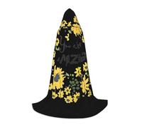 Wild Daisy Flower Print Halloween Costume Clothes Halloween Medieval Costume Cape For Women Men Renaissance Hooded Cloak