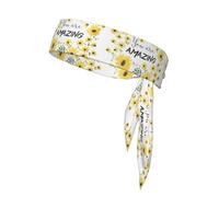 Wild Daisy Flower Print Head Tie Headbands, Ninja Karate Tie, Athletic Sweatbands,Sweat Wicking Workout Head Band