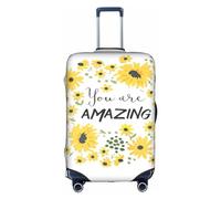 Wild Daisy Flower print Washable Travel Luggage Cover Abstract Colorful Print Luggage Suitcase Protector, White, Medium, White, Medium
