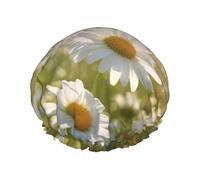 Wild Daisy Flower2 Print women Shower Caps Bath Cap Reusable Waterproof Double Layers Hair Cap Comfort