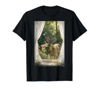 Wild Deer at the Window Value Graphic T-Shirt, Men, Black, M