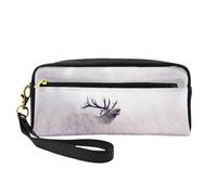 Wild Deer Double-Sided Printed Leather Portable Makeup Pouch-Multi-Purpose Cosmetic Bag, Pencil Case and Organizer for Women