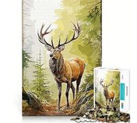 Wild Deer Jigsaw Puzzle 1000 Logic Thinking Play Expert Cutting Craftsmanship Quiet Time Mind Exercise at Home (38x26cm)