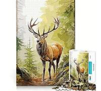 Wild Deer Jigsaw Puzzle 1000 Piece Mental Fun Game No Gap Tight Fitting Design for Family Gatherings (38x52cm)