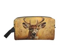 Wild Deer Printed Toiletry Storage Bag, Large Capacity Organizer Pouch for Power Bank and Cables Use
