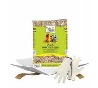 Wild Delight Deck Porch N Patio Wild Bird Food 5 LB Bundle with Work Gloves - Bird Seed for Outside Feeders for Clean Feeding in Outdoor Spaces - Gift Set (2 Items)