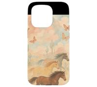 Wild Desert Horses Running Free Pastel Western Aesthetic Case for iPhone 15 Pro