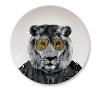 Wild Dining Dinner Plate I Funny Dinner Plate I 100% Ceramic I 9-inch Plate I Funny Plate with Goofy Pet Print I Novelty Tableware | Gift Idea for Students | Dishwasher Microwave and Food Safe-Lion