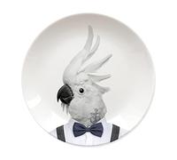 Wild Dining Dinner Plate I Funny Dinner Plate I 100% Ceramic I 9-inch Plate I Funny Plate with Goofy Pet Print I Novelty Tableware | Gift Idea Students | Dishwasher Microwave and Food Safe (Cockatoo)