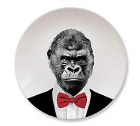 Wild Dining Dinner Plate I Funny Dinner Plate I 100% Ceramic I 9-inch Plate I Funny Plate with Goofy Pet Print I Novelty Tableware | Gift Idea for Students | Dishwasher Microwave and Food Safe-Gorilla