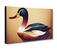 Wild Duck Canvas Print | Gallery Wrapped 30mm Frame Wall Art | 30x20 inches | Ready to Hang | Contemporary Bird Picture | Living Room Bedroom Lounge Office